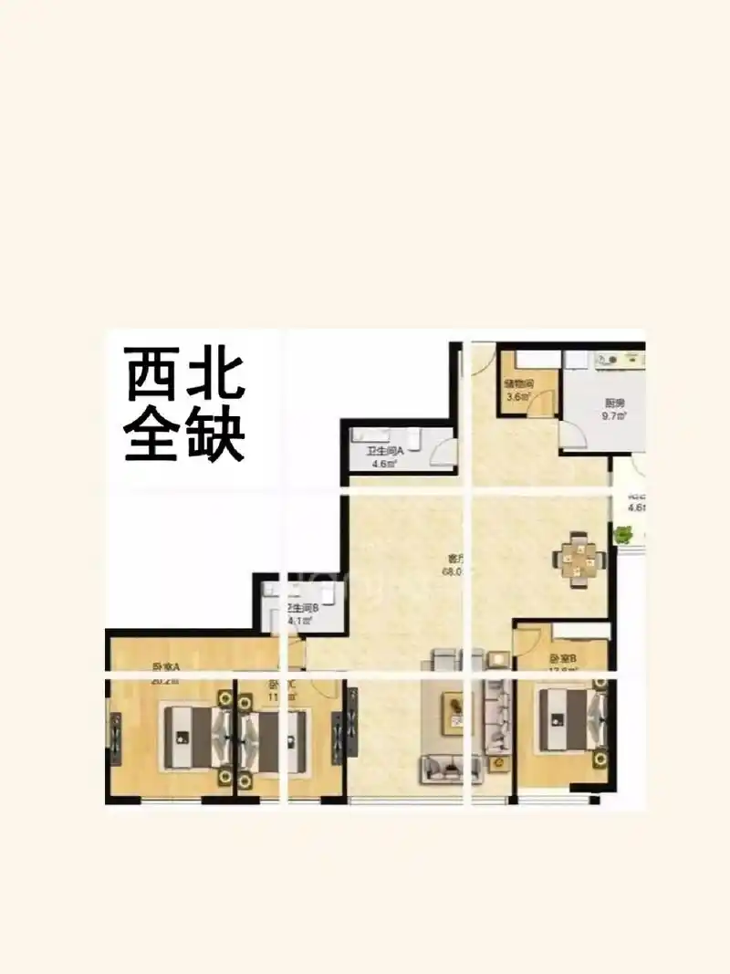 今天学习了缺西北角,如何确认缺西北角?如何化解?