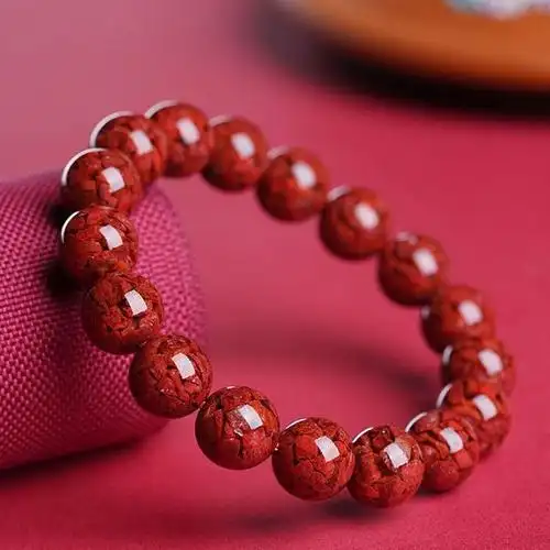 原矿晶体朱砂手串保真大颗粒原石手链男女款本命年高含量饰品