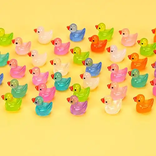 抖音爆款夜光小鸭子彩色迷你小黄鸭手工diy饰品微缩摆件仿真小鸭_义乌