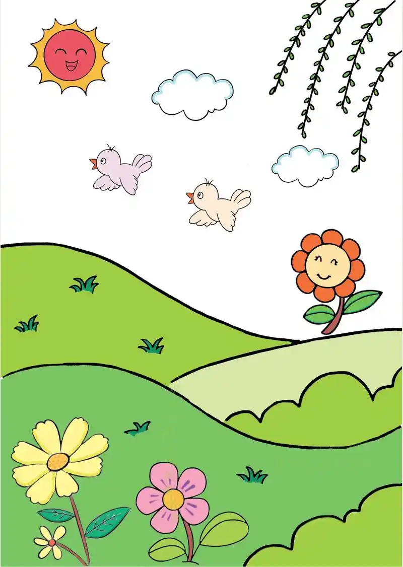 春天主题简笔画.幼儿园的小朋友可以试试哦#春天主题画 #拥抱 - 抖音