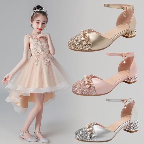 女童公主小女孩低跟夏季儿童主持鞋表演出水晶走秀软底单鞋凉鞋 原价