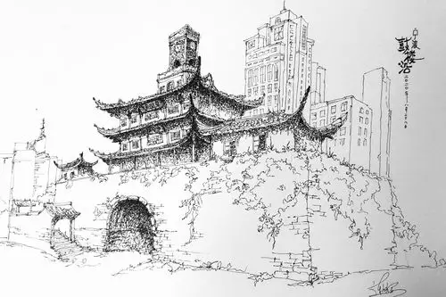 近期的速写作品《宁波的门》系列!