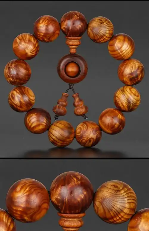 太行崖柏手串男稀有水波闪电龙胆纹陈化料爆满黑油佛珠手链文玩lc