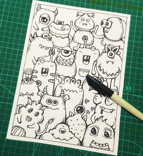 绘画  #儿童画  #怪兽  #小怪兽  #简笔画  #线描