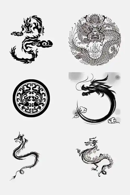 水墨风中国风龙纹图案免抠设计素材