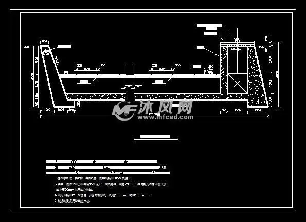 包括平面图,剖面图,结构图,坝体长30米,水坝主体为埋石坝体,有消力池