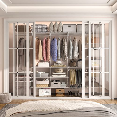 惠普登金属砌墙衣柜开放式小户型衣橱步入式衣帽间全屋定制效果图