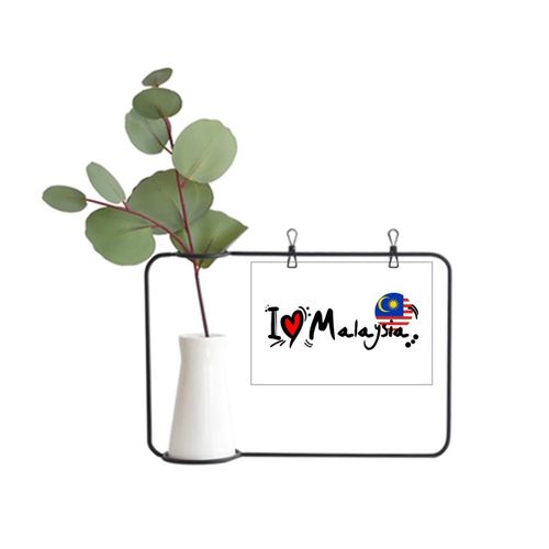 我爱马来西亚文字爱心国旗艺术字插画图案金属相框陶瓷花瓶装饰