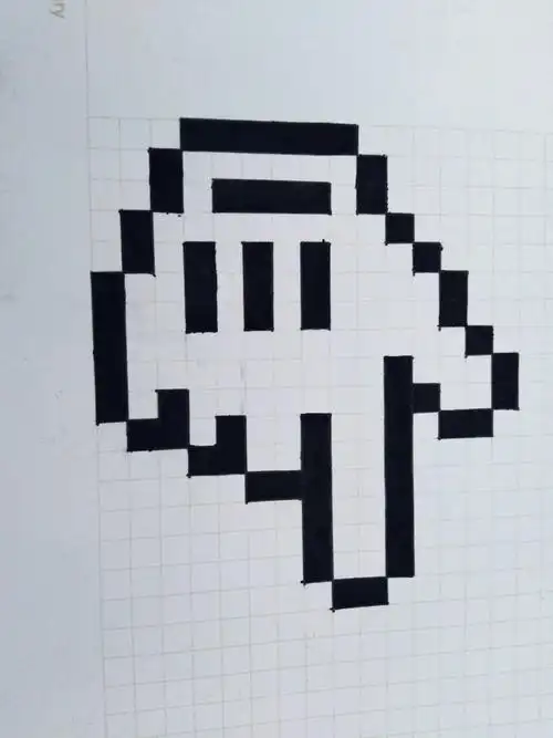 网格本手绘简笔画黑白像素