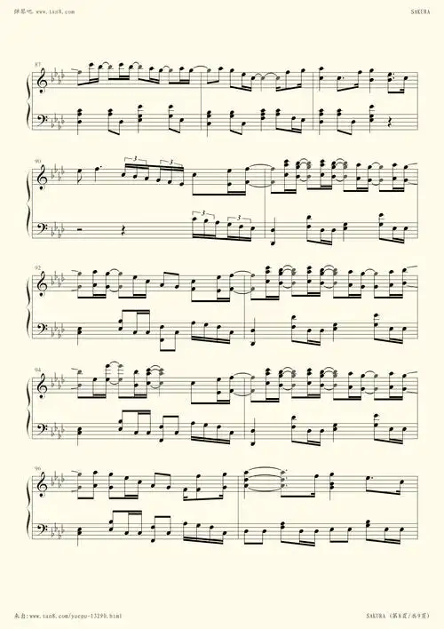 钢琴谱sakura―生物股长非常好听一首曲子