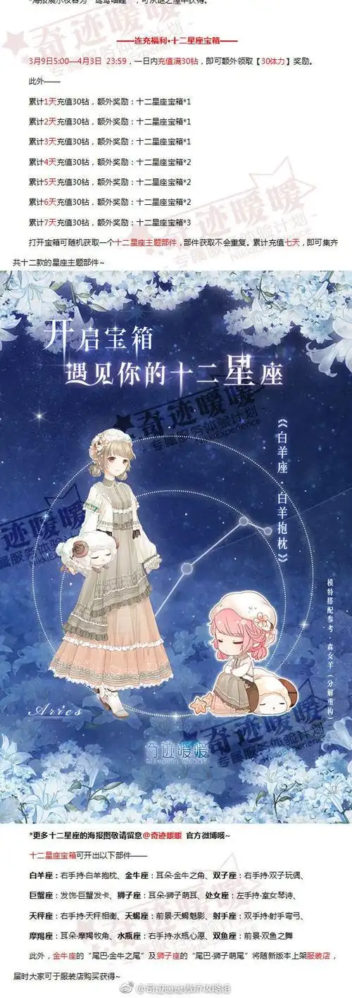奇迹暖暖十二星座宝箱怎么获得 十二星座宝箱能开出什么