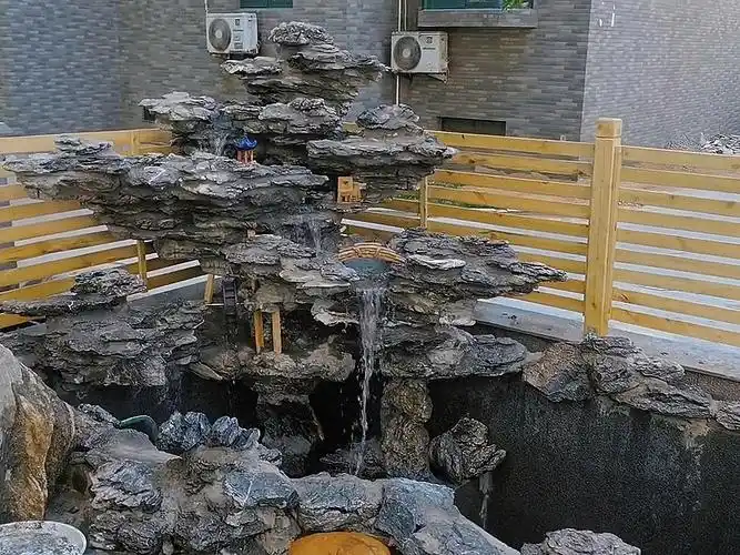 鱼池假山  #假山  #假山流水  #庭院景观设计  #花园设计与改造