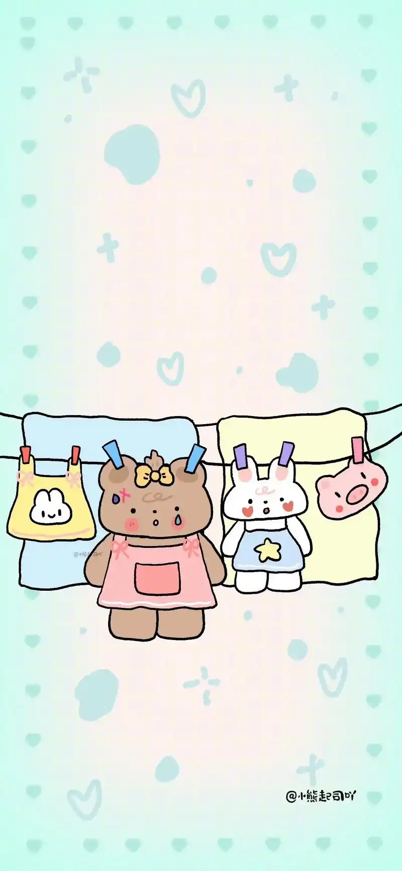 可爱小熊壁纸套图来喽#屏保该换了系列 #我又来送图啦 #拿图 - 抖音