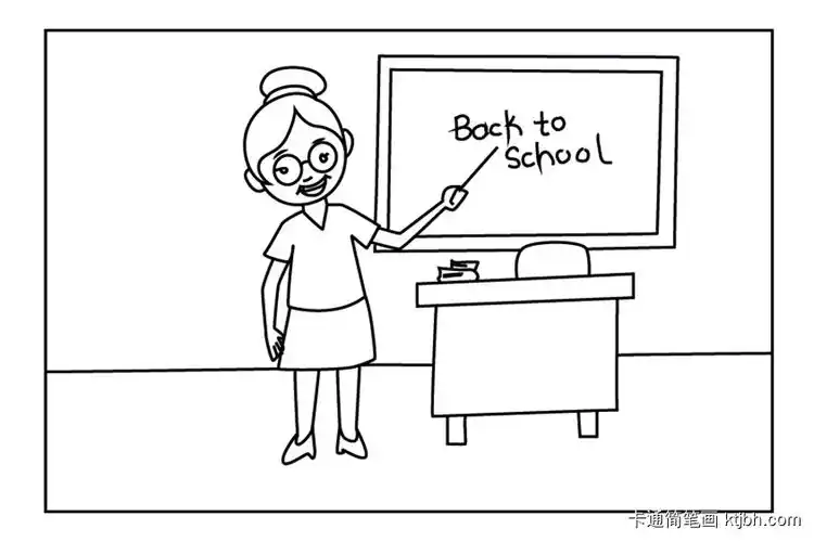 在上课的英语老师怎么画-卡通简笔画
