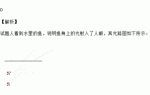 下面四幅图能正确表示渔民在岸边看到水中的鱼的光路图是