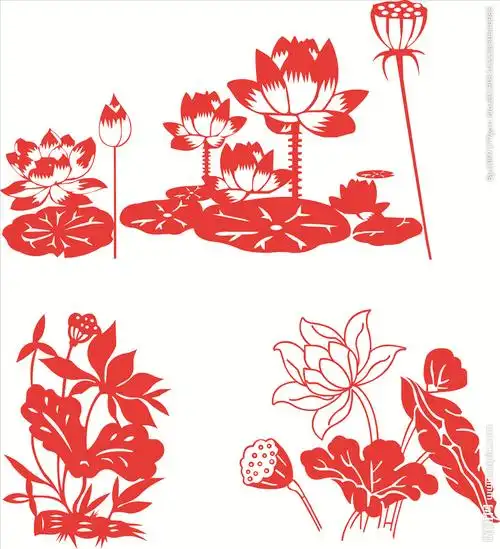 荷花剪纸图片