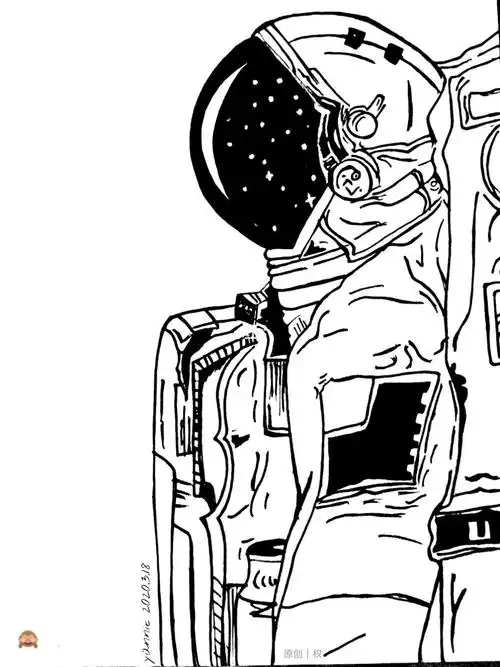 针管笔画今日临摹宇航员