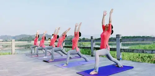 户外瑜伽集体照这样拍太美了