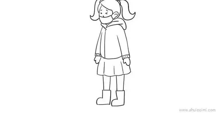 小孩戴口罩儿童画怎么画 小孩戴口罩简笔画画法