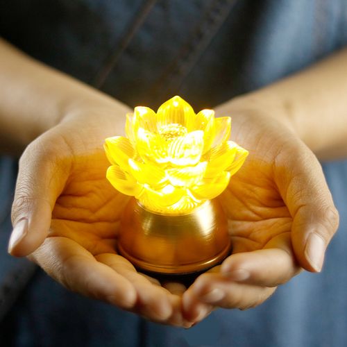 禅悦佛堂供佛古法琉璃小莲花灯长明灯佛供灯家用迷你led充电佛灯