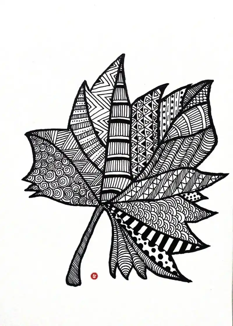 儿童线描画/树叶 94今天这超级简单呀,画起来