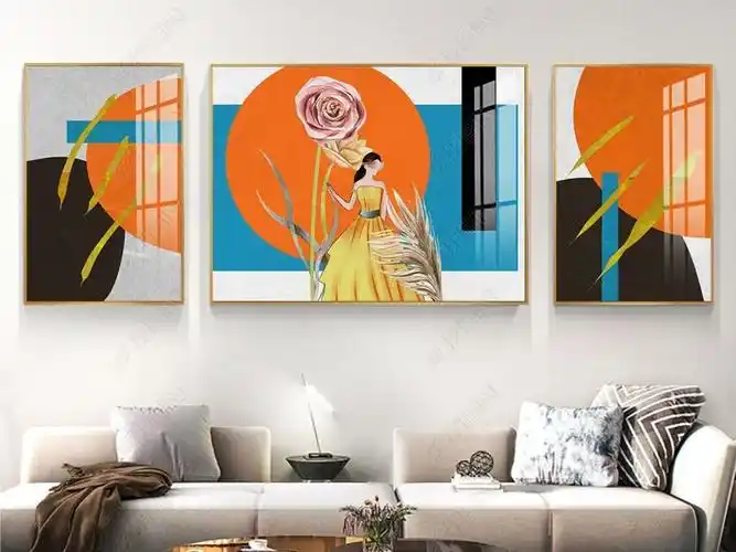 几何手绘人物现代简约重彩客厅装饰画4