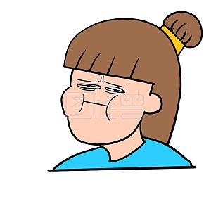 图怪兽原创元素丸子头女孩一言难尽表情包插画元素