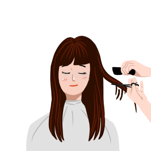 图怪兽原创元素龙抬头手绘卡通剪发的女人元素插画