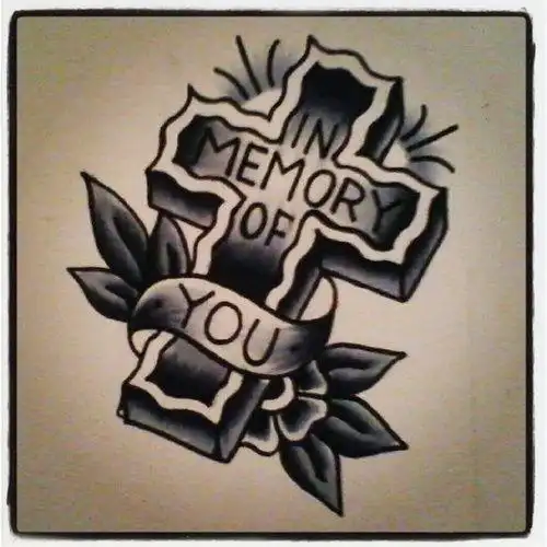 黑白·school·十字架·纹身手稿