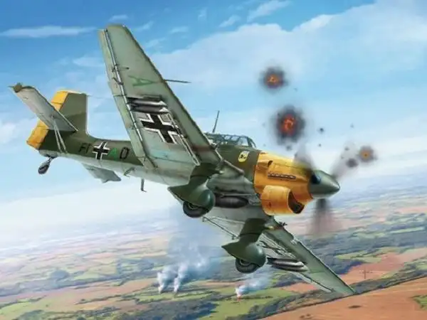 二战斯图卡俯冲战斗轰炸机直到有一天,飞机上携带了几枚炮弹,飞行员从