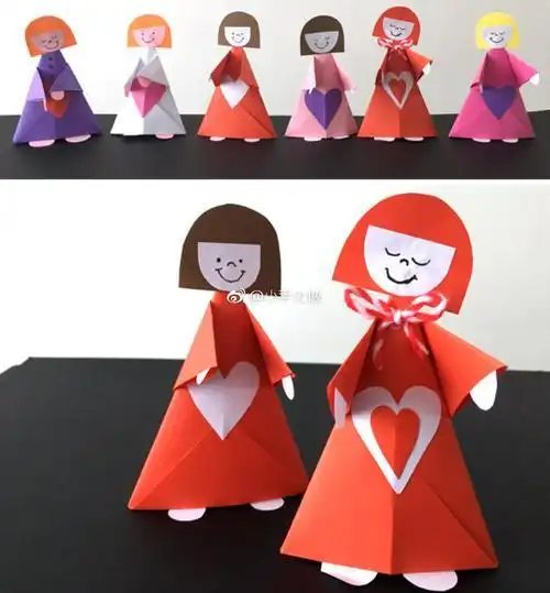 娃娃手工手工制制作幼儿园模型立体创意儿童手工折纸公主折纸娃娃图片