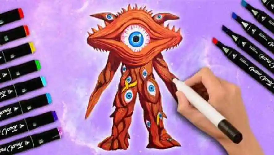 手绘奇异的大眼睛怪兽曾让盖亚奥特曼陷入苦战的加恩q