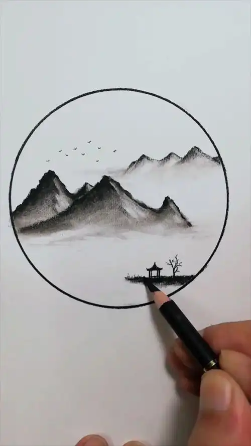 简单易学的意境风景画,跟着老耿一块画画吧@{uid:1502349662339070