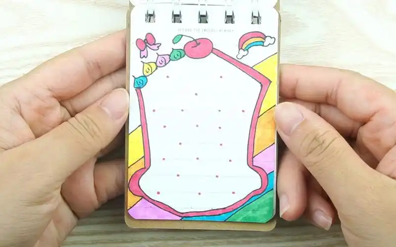 儿童创意手绘,迷你便签本蛋糕图案简笔画,漂亮的彩虹图画