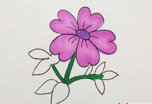 简笔画儿创花朵鲜花向日葵雏菊玫瑰郁金香简笔画五颜六色花简笔画五颜