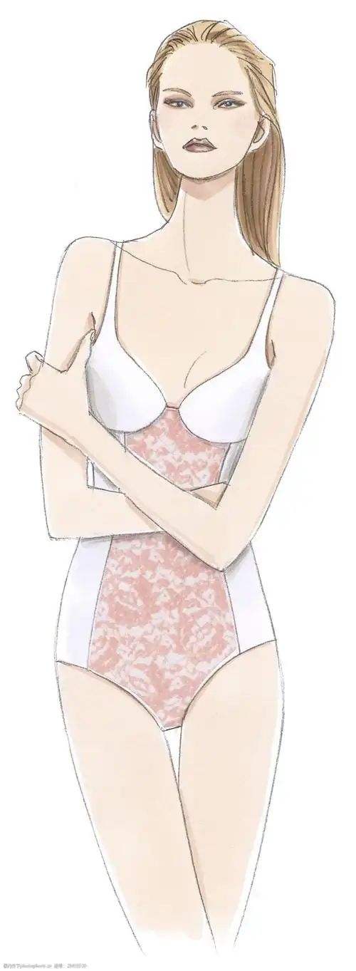 简约浅色高叉内衣女士服装效果图