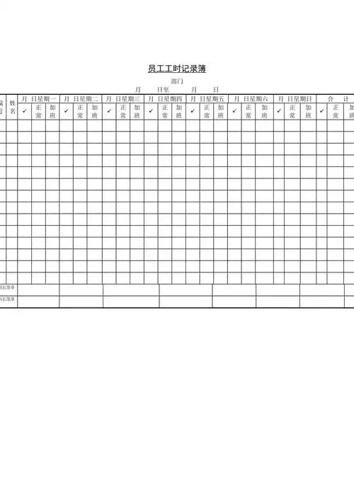 企业员工工时记录表doc2页doc