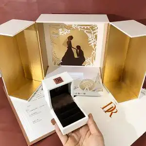 新款dr高级求婚戒指盒戴瑞婚礼双戒首饰盒情侣对戒钻戒包装礼品盒