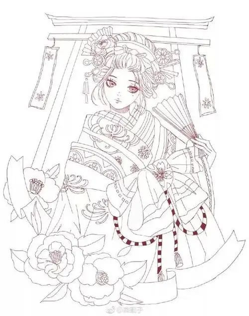 板绘步骤画一个和服小美吕