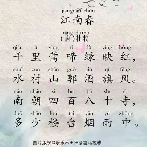 《江南春》(唐)杜牧 | 文字 拼音 领读 复习