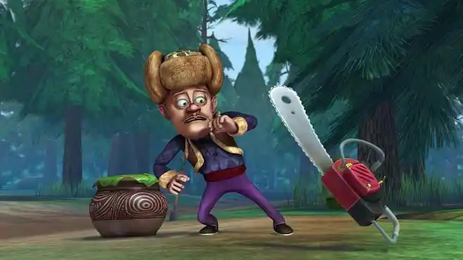 熊出没:光头强的锯子发疯了,还带自动追踪的,盯着光头强砍-母婴亲子