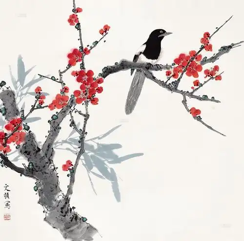 0042 喜上眉梢 立轴 纸本