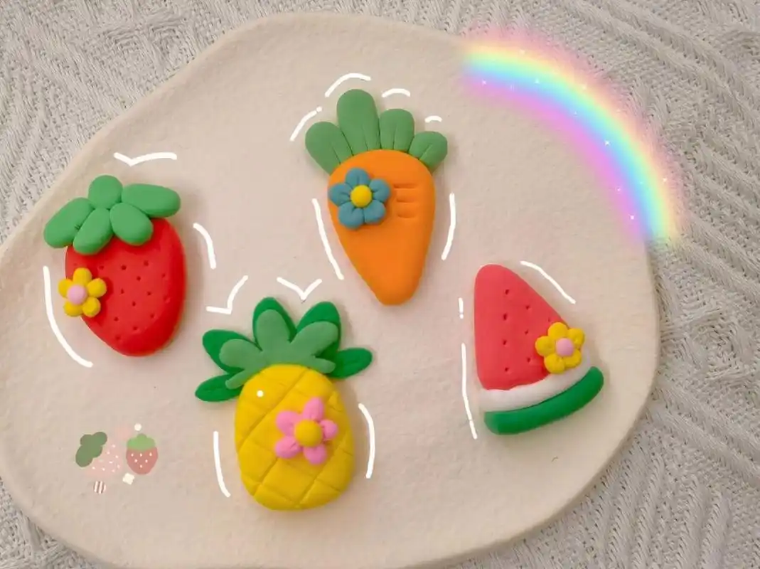 超轻粘土 | 有手就会～可爱水果教程 非常简单的一个水果系列, 一口气