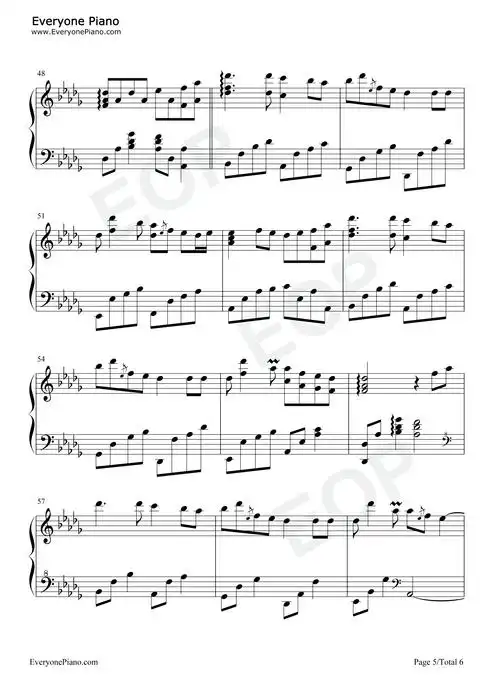 隐形的翅膀-完美版五线谱预览5-钢琴谱文件(五线谱,双手简谱,数字谱