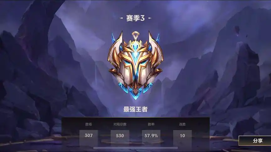 530场排位赛场次达到最强王者525分 留念记录95 #英雄联盟手游