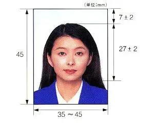 日本签证的二寸照片是多大的,摄影师不太清楚就拍的40x40的?之后裁剪