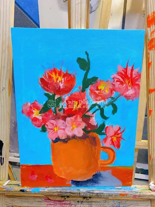 水粉花卉丙烯画