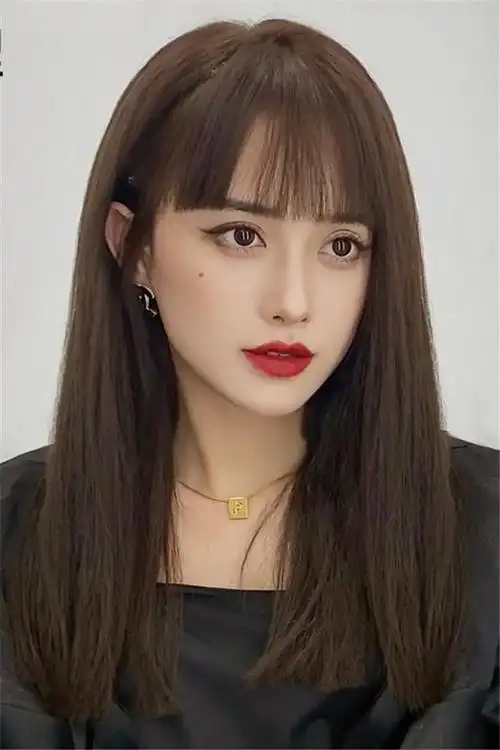 假发女长发全头套式2021年时尚新款自然锁骨发型中长发网红假