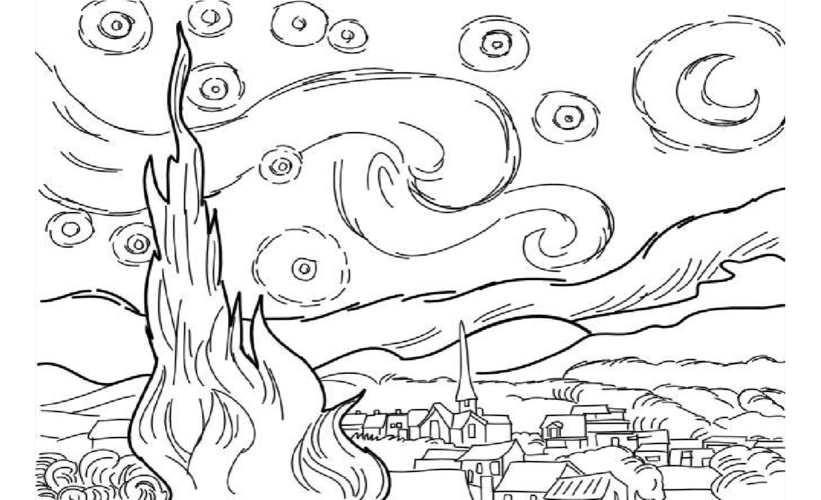 名画涂色系列——梵高·星空