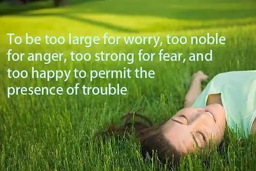 足够豁达而少忧虑,精神高贵则不易发怒,内心坚强则不惧怕,心态开朗则